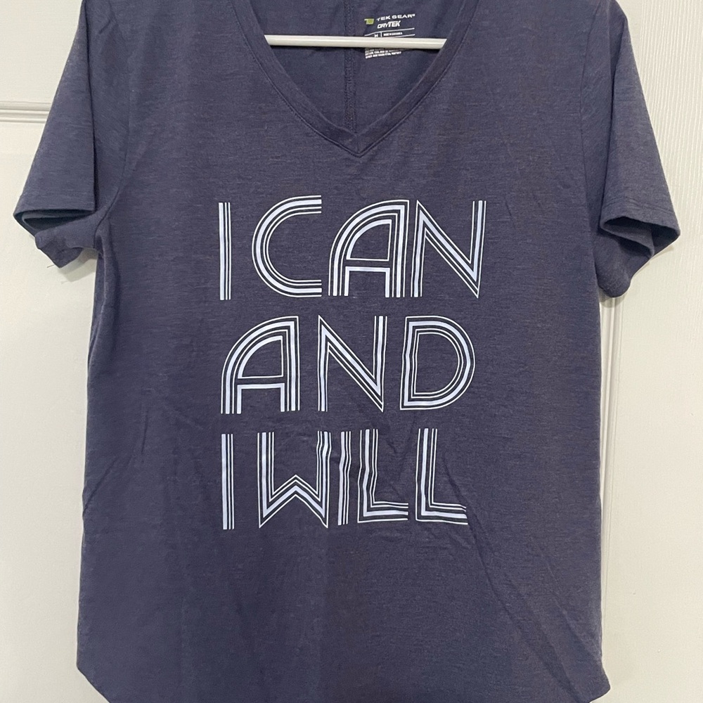 Medium Navy Graphic Tee with Motivational Text